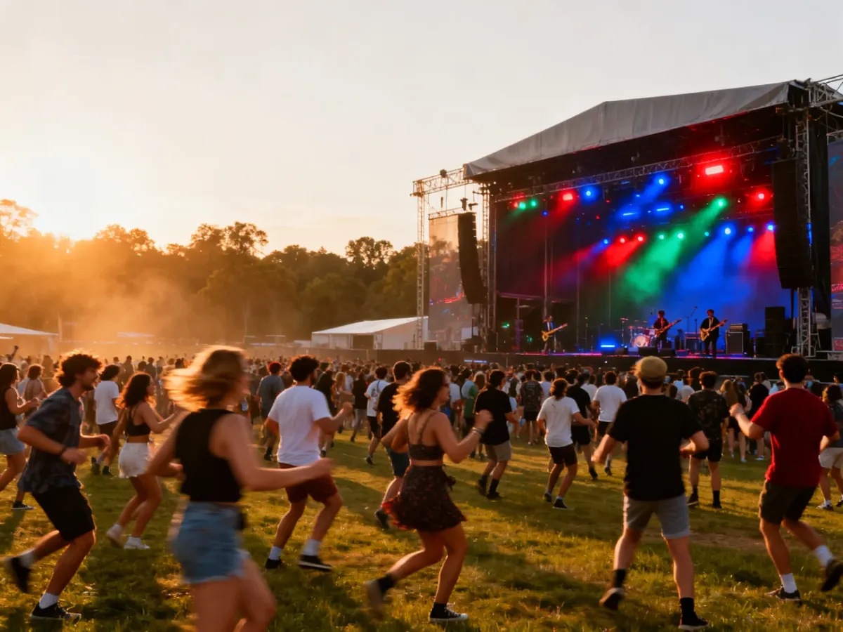Tłum uczestników podczas letniego festiwalu muzycznego w Polsce